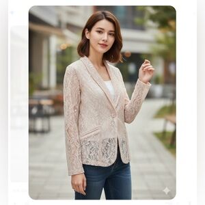 Allegra K Lace Blazer - Light Pink
